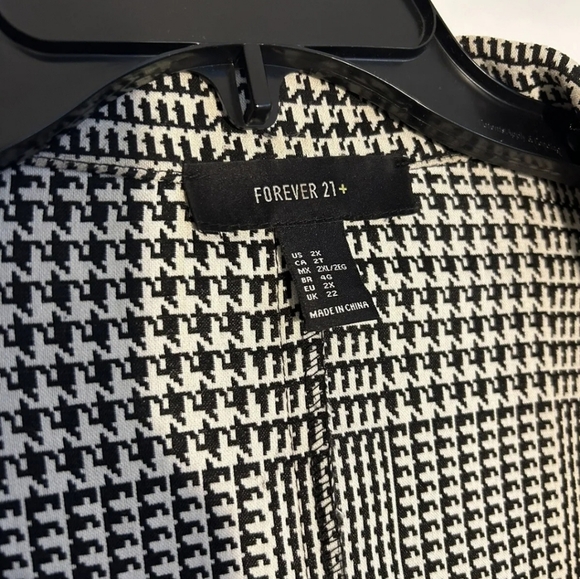 Forever 21 Blazer Women 2X Black White Houndstooth Work Suit Jacket plus size - Picture 5 of 8
